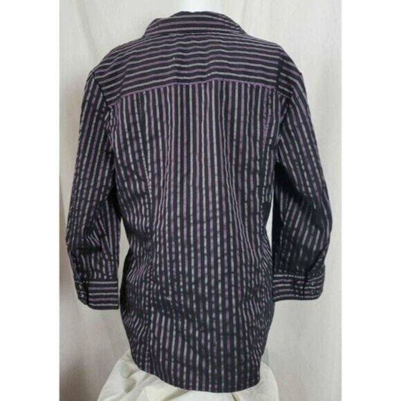 Apt. 9 Large Petite Blouse Striped Women's 3/4 sleeves stretchy LIKE NEW - Picture 2 of 6